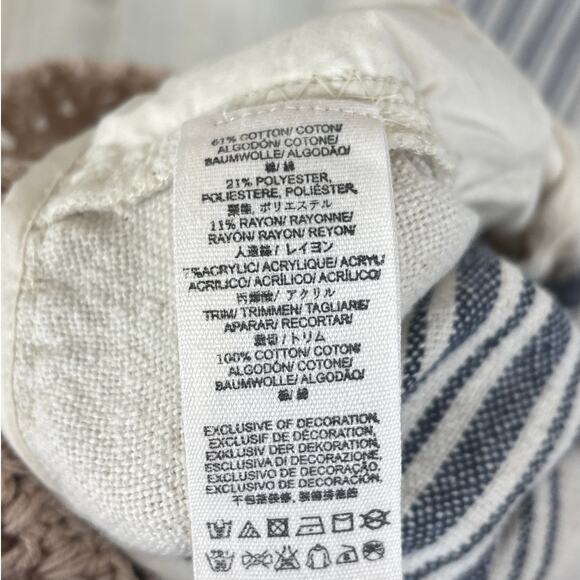 Free People Womens M cream blue In Dreams Embellished Harem Pants Stripe Crochet - Picture 5 of 6